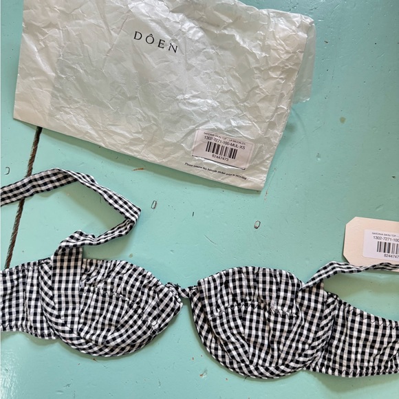 Doen Sardinia Bikini Top gingham XS NWT - Picture 5 of 5